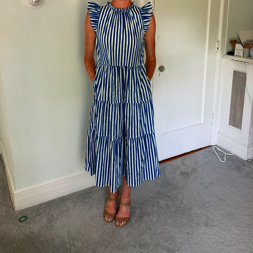 Striped Dobby Tiered Maxi Dress with Ruffles